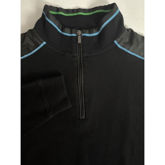 Bugatchi Uomo Men's XL Black Teal 1/4 Zip Lightweight Pullover Jacket Sweatshirt - Picture 1 of 15